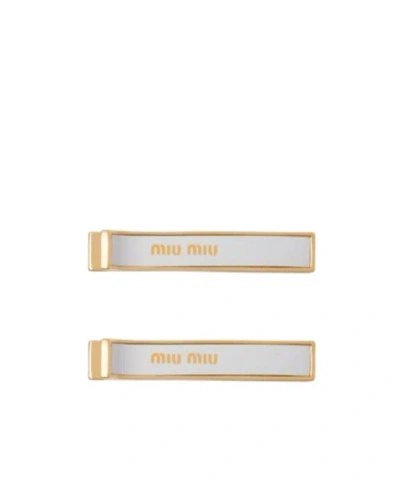 MIU MIU ENAMELED METAL HAIR CLIPS