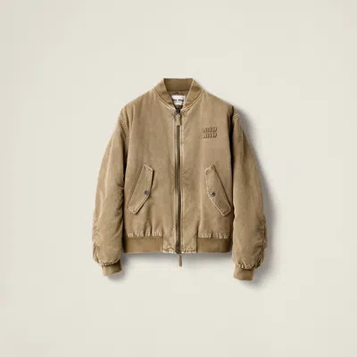 MIU MIU GARMENT-DYED GABARDINE BOMBER JACKET