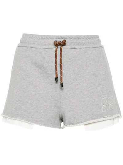 MIU MIU GREY COTTON FLEECE SHORTS