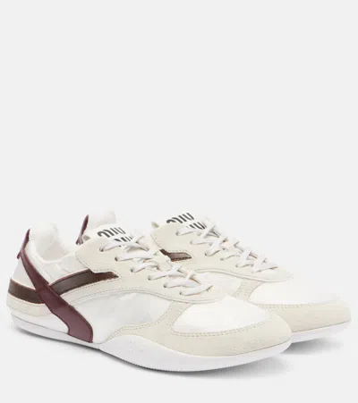 MIU MIU GYMNASIUM SUEDE-TRIMMED SNEAKERS
