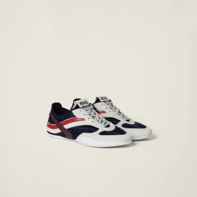 MIU MIU GYMNASIUM TECHNICAL FABRIC AND SUEDE SNEAKERS