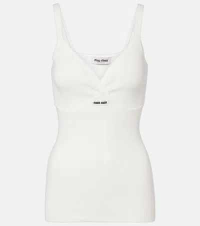 MIU MIU LACE-TRIMMED COTTON TOP