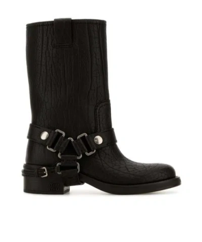 MIU MIU MIU MIU MOTO ROUND-TOE BOOTS