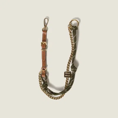 MIU MIU LEATHER, CORD AND METAL TRICK KEYRING