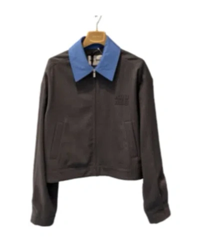 MIU MIU GABARDINE BLOUSON JACKET WITH POPLIN COLLAR