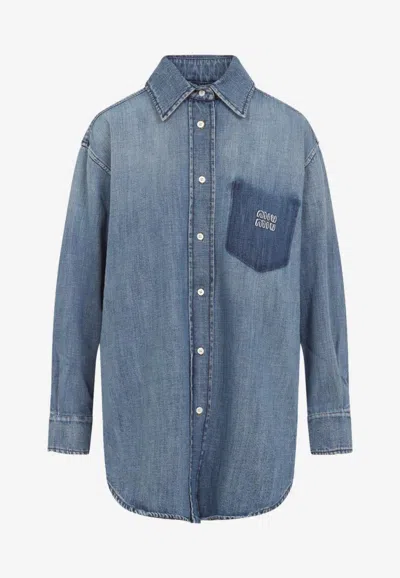 MIU MIU LOGO DENIM SHIRT
