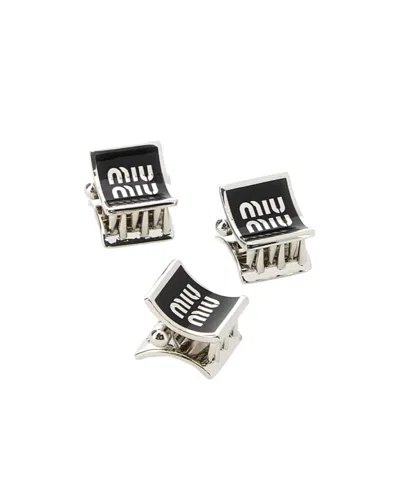 MIU MIU LOGO HAIR ACCESSORIES THREE-PIECE SET