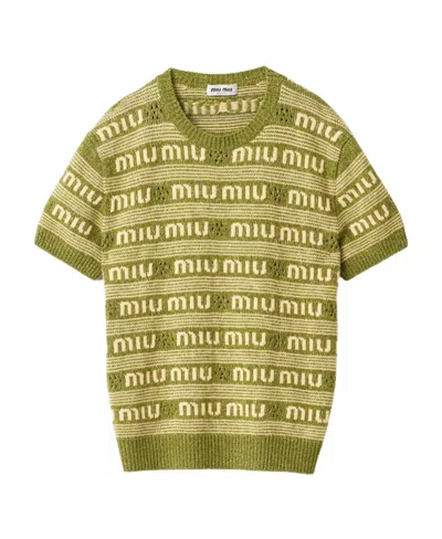 MIU MIU MIU MIU SHORT-SLEEVED CREWNECK JUMPER