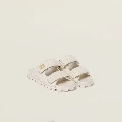 MIU MIU MATELASSÉ NAPPA LEATHER SLIDES
