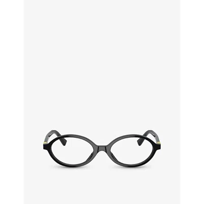 MIU MIU WOMENS BLACK MU 01XV OVAL-FRAME ACETATE EYEGLASSES