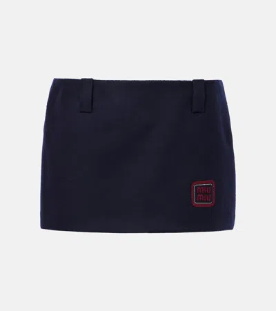 MIU MIU WOOL AND CASHMERE VELOUR MINISKIRT