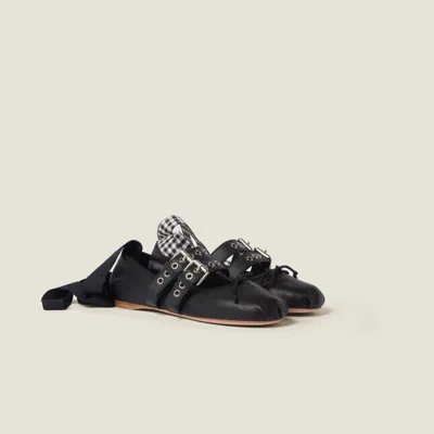 MIU MIU NAPPA AND CALF LEATHER BALLERINAS