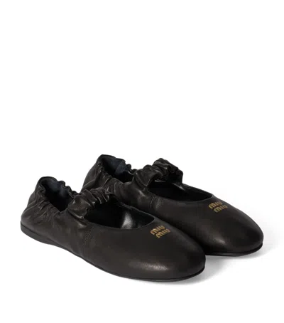 MIU MIU NAPPA LEATHER BALLET FLATS