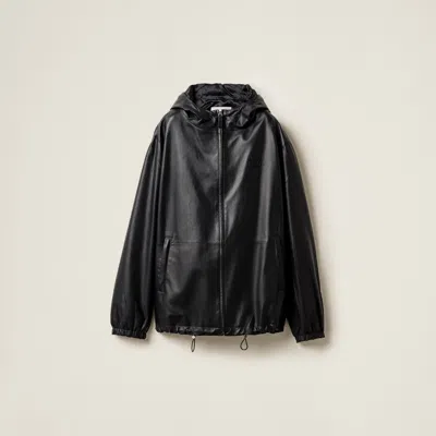 MIU MIU NAPPA LEATHER HOODIE JACKET