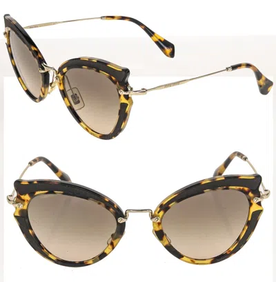 MIU MIU MIU MIU NOIR SILK MU05SS CAT EYE BROWN HAVANA GOLD FASHION SUNGLASSES 05S WOMEN