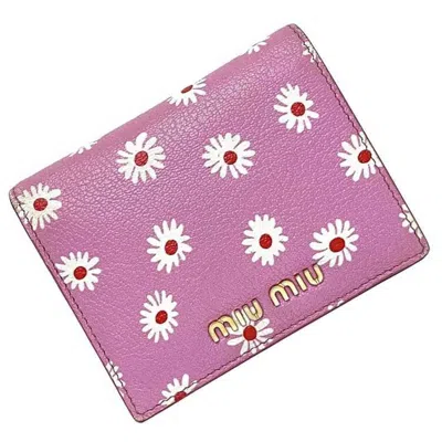 MIU MIU PINK LEATHER WALLET (BI-FOLD) (PRE-OWNED)