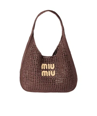 MIU MIU MIU MIU LOGO APPLIQUÉD TOP HANDLE BAG