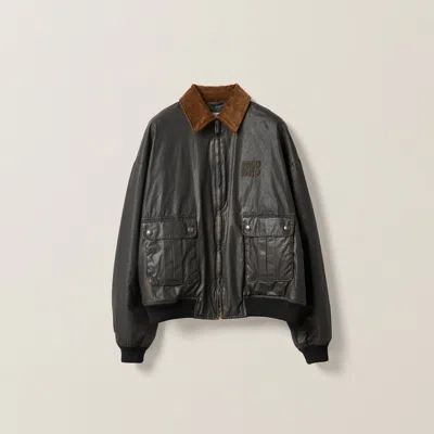 MIU MIU RESIN-FINISH POPLIN BOMBER JACKET