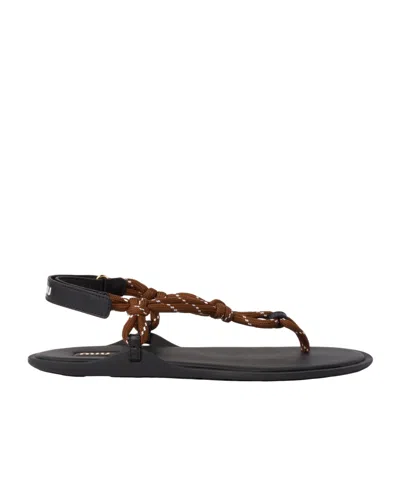 MIU MIU MIU MIU ROUND-TOE CORD-STRAP SANDALS