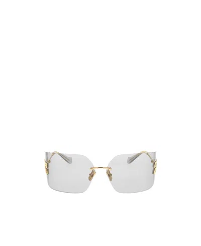 MIU MIU MIU MIU EYEWEAR LOGO-PLAQUE OVERSIZE-FRAMELESS SUNGLASSES