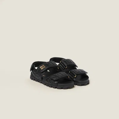 MIU MIU SPORTY MATELASSÉ NAPPA LEATHER SANDALS