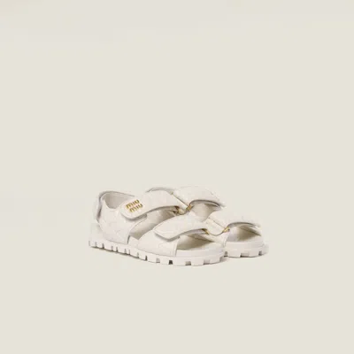MIU MIU SPORTY MATELASSÉ NAPPA LEATHER SANDALS