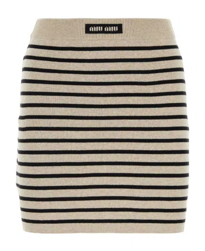 MIU MIU MIU MIU STRIPED KNITTED MINI SKIRT