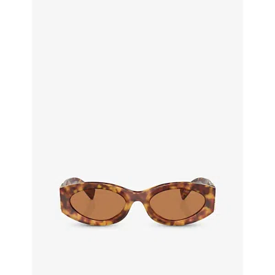 MIU MIU WOMENS BROWN MU 11WS OVAL-SHAPE ACETATE SUNGLASSES