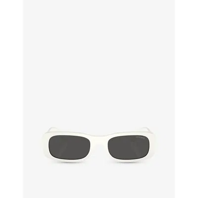 MIU MIU WOMENS WHITE MU 08ZS RECTANGLE-FRAME ACETATE SUNGLASSES