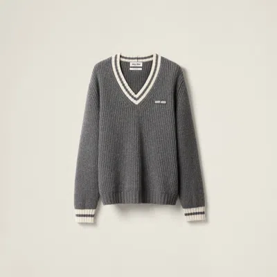MIU MIU WOOL AND CASHMERE V-NECK SWEATER