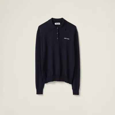 MIU MIU WOOL KNIT POLO SHIRT