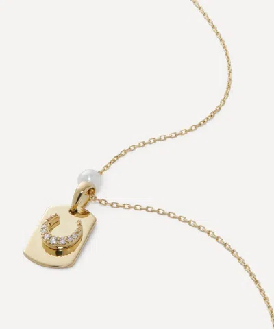 MIZUKI MIZUKI 14CT GOLD HORSESHOE DOG TAG PENDANT NECKLACE