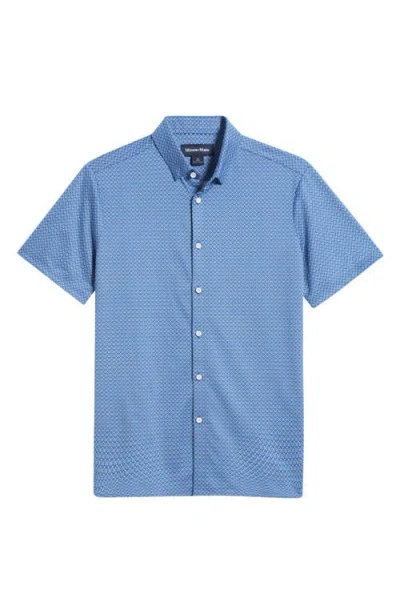 MIZZEN + MAIN MIZZEN+MAIN HALYARD TRIM FIT FOULARD PRINT SHORT SLEEVE BUTTON-UP SHIRT