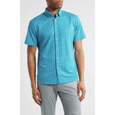 MIZZEN + MAIN MIZZEN+MAIN HALYARD TRIM FIT KALEIDOSCOPE PRINT SHORT SLEEVE BUTTON-UP SHIRT
