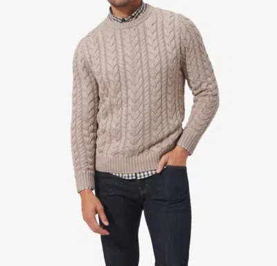 MIZZEN + MAIN REDFORD CABLE KNIT SWEATER IN VINTAGE KHAKI