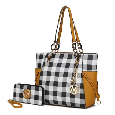 MKF COLLECTION BY MIA K YALE CHECKERED TOTE HANDBAG WITH WALLET