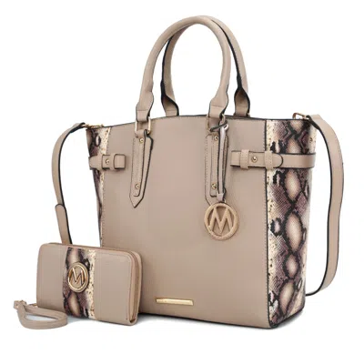 MKF COLLECTION BY MIA K JOELLE FAUX-SNAKE EMBOSSED WOMEN'S TOTE BAG WITH MATCHING WALLET BY MIA K.