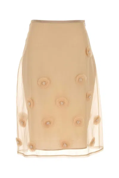 MM STUDIO MM STUDIO BEIGE SILK OMBROSA SKIRT