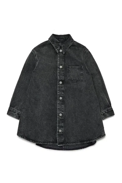 MM6 MAISON MARGIELA ABITO MAXI CAMICIA IN DENIM NERO