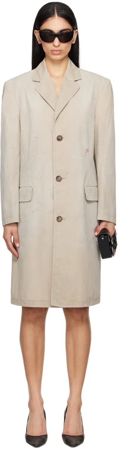 MM6 MAISON MARGIELA BEIGE COTTON GABARDINE TRENCH COAT