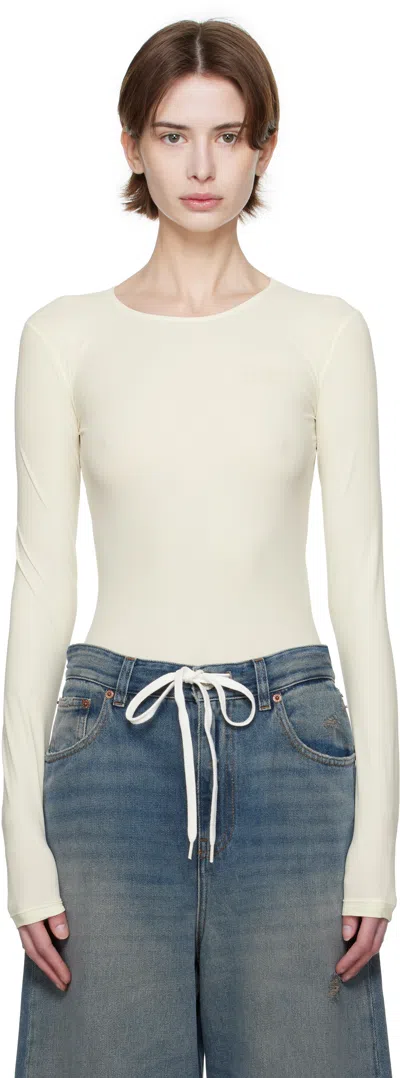 MM6 MAISON MARGIELA BEIGE LYCRA JERSEY BODYSUIT