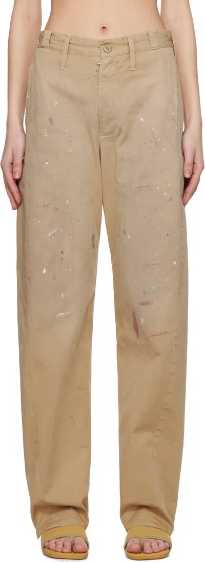 MM6 MAISON MARGIELA BEIGE TAILORED PAINTER TROUSERS