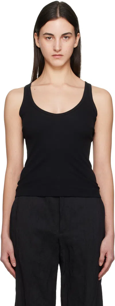 MM6 MAISON MARGIELA BLACK COTTON RIBBED TANK TOP