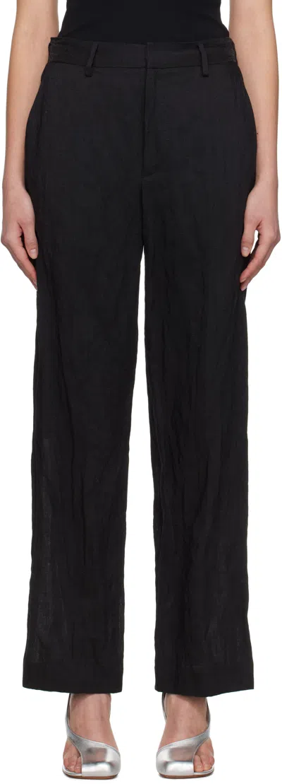 MM6 MAISON MARGIELA BLACK CRINKLED METALLIC TAILORING TROUSERS