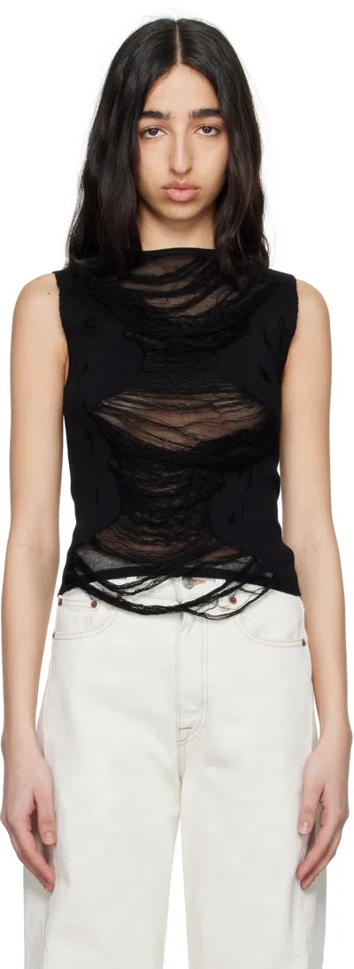 MM6 MAISON MARGIELA BLACK DISTRESSED TANK TOP