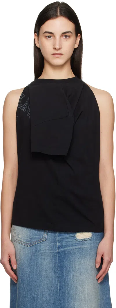 MM6 MAISON MARGIELA BLACK DUAL WEAR VARSITY PRINTED T-SHIRT