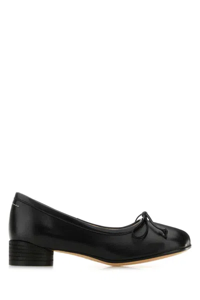 MM6 MAISON MARGIELA BLACK LEATHER BALLERINAS