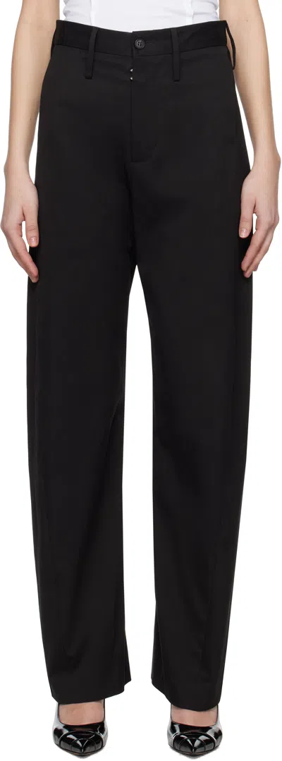 MM6 MAISON MARGIELA BLACK LIGHT COTTON GABARDINE TROUSERS