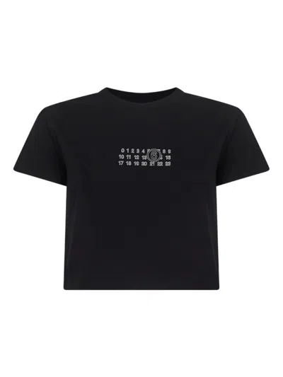 MM6 MAISON MARGIELA WOMEN BLACK LOGO COTTON T-SHIRT, XS LUXURY T-SHIRTS FOR WOMEN DARVEYS