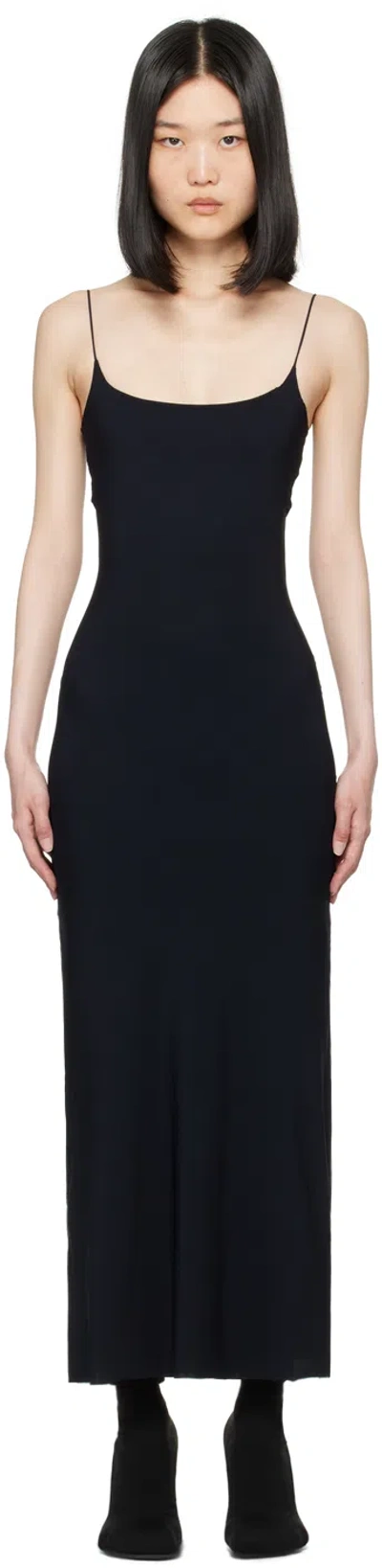 MM6 MAISON MARGIELA BLACK SCOOP NECK MIDI DRESS